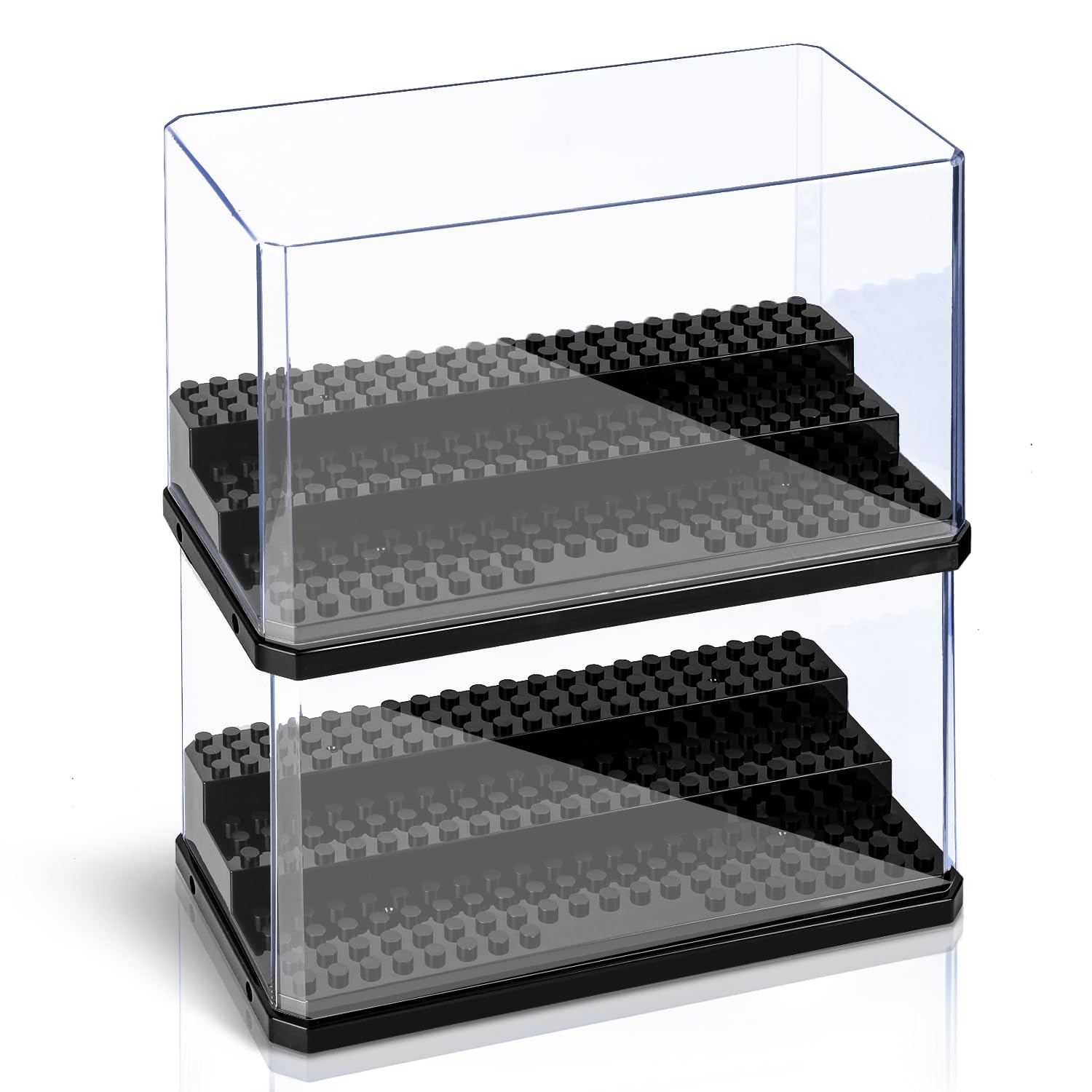 Lego Minifigure Holder - Acryl-Minifiguren-Vitrine, Stapelbare und Staubdichte Baustein-Ausstellungsbox für